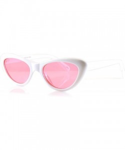 Goggle Goggles Slim Oval Cat-Eye Pop Color Sunglasses A089 - White/ Pink - C71805XXGUZ $11.89