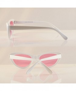 Goggle Goggles Slim Oval Cat-Eye Pop Color Sunglasses A089 - White/ Pink - C71805XXGUZ $11.89