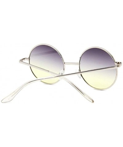 Round Retro Round Sunglasses Women Vintage Small Unisex Metal Frame Color Lenses Sun Glasses Female UV400 - Goldred - CQ199QD...