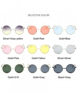 Round Retro Round Sunglasses Women Vintage Small Unisex Metal Frame Color Lenses Sun Glasses Female UV400 - Goldred - CQ199QD...