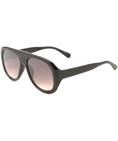 Round Curved Top Thick Plastic Frame Round Sunglasses - Brown Black - CN1983HM8RH $31.21