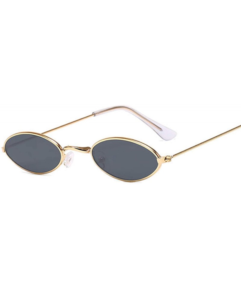 Tiny Oval Sunglasses Men Small Frame Vintage Women Sun Glasses Retro Round  Decoration - Gold With Black - CH197Y7D6ND