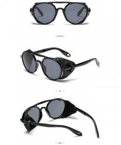 Round Fashion New Lady Punk Sunglasses Round Decoration Mirror Unisex Sun Glasses UV400 - Black - CG18QX4QYQA $19.54
