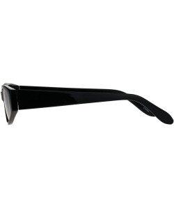 Oval Womens Super Slim Sunglasses Oval Frame Modern Style Shades Mirror Lens - Black (Silver Mirror) - CD180ZZG447 $11.93