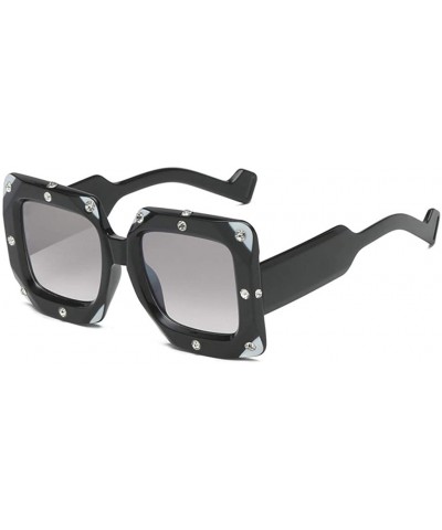 Goggle Fashion Men Women Large Frame Oversize Sunglasses Rhinestone Decorated Sun Glasses - A - CY18TSTLIQG $23.75