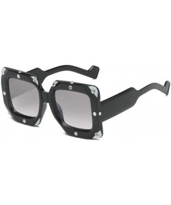Goggle Fashion Men Women Large Frame Oversize Sunglasses Rhinestone Decorated Sun Glasses - A - CY18TSTLIQG $9.56