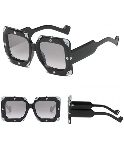 Goggle Fashion Men Women Large Frame Oversize Sunglasses Rhinestone Decorated Sun Glasses - A - CY18TSTLIQG $9.56