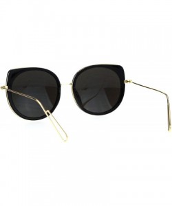Round Womens Color Mirrored Lens Bat Shape Cat Eye Round Designer Funk Sunglasses - Black Blue - CV17X6R2AXH $27.71