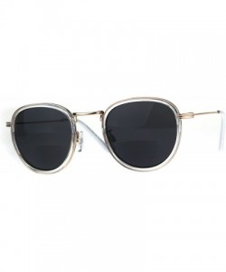 Round Retro Round Double Rim Bifocal Reading Sunglasses - Gold Clear Black - CL180ZKKNCS $10.21