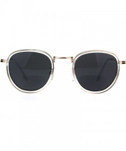 Round Retro Round Double Rim Bifocal Reading Sunglasses - Gold Clear Black - CL180ZKKNCS $10.21