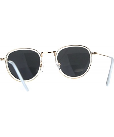Round Retro Round Double Rim Bifocal Reading Sunglasses - Gold Clear Black - CL180ZKKNCS $10.21