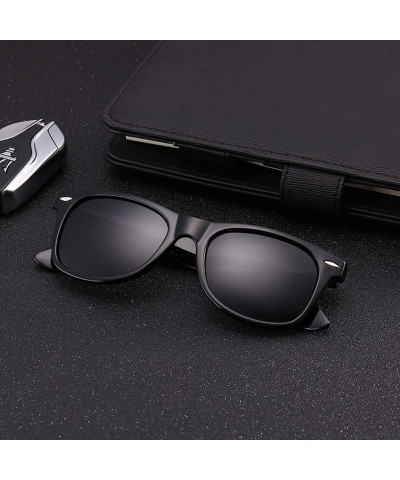 Oversized Polarized Sunglasses for Men Women Fashion Classic Mirror Lens UV Blocking Sun Glasses - Matte Black+bright Black -...
