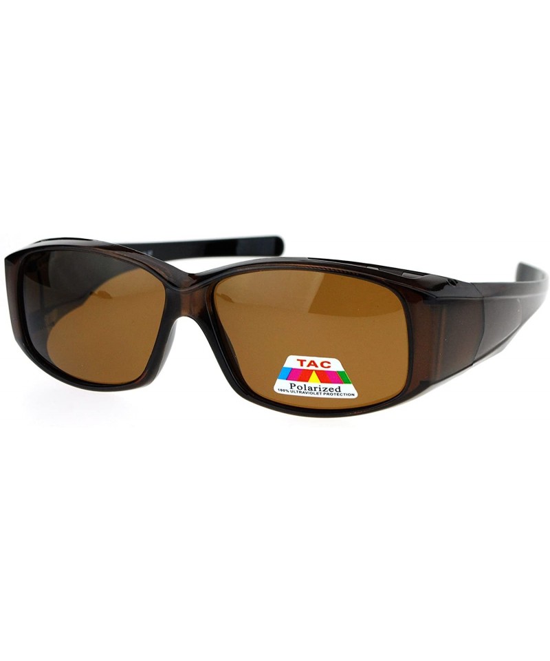 Rectangular Womens Polarized Lens Lightweight 60mm Fit Over Sunglasses - Brown - CH12N21WO90 $11.17