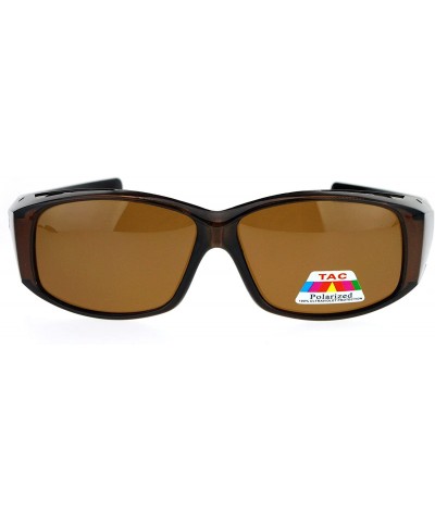 Rectangular Womens Polarized Lens Lightweight 60mm Fit Over Sunglasses - Brown - CH12N21WO90 $11.17