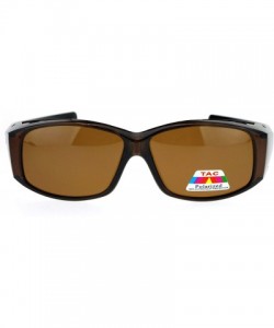 Rectangular Womens Polarized Lens Lightweight 60mm Fit Over Sunglasses - Brown - CH12N21WO90 $11.17