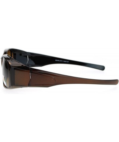 Rectangular Womens Polarized Lens Lightweight 60mm Fit Over Sunglasses - Brown - CH12N21WO90 $11.17