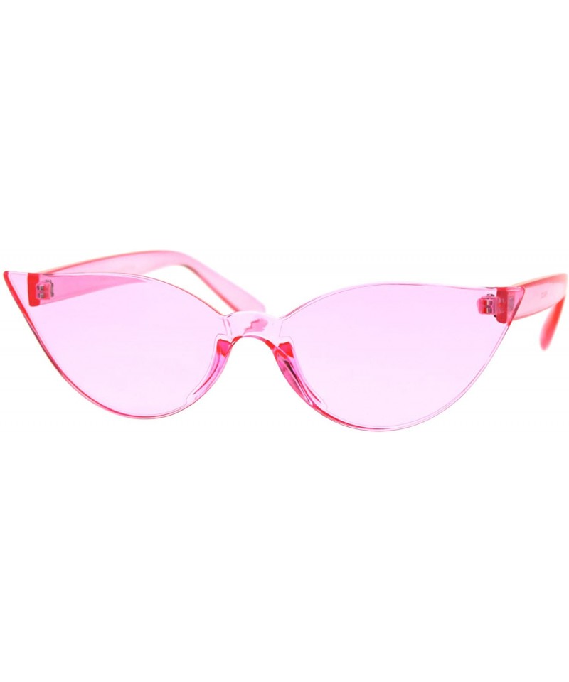 Rimless Thick Panel Rimless Gothic Cat Eye Hippie Color Plastic Sunglasses - Pink - CQ18TTEM0HK $26.33