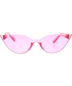 Rimless Thick Panel Rimless Gothic Cat Eye Hippie Color Plastic Sunglasses - Pink - CQ18TTEM0HK $26.33