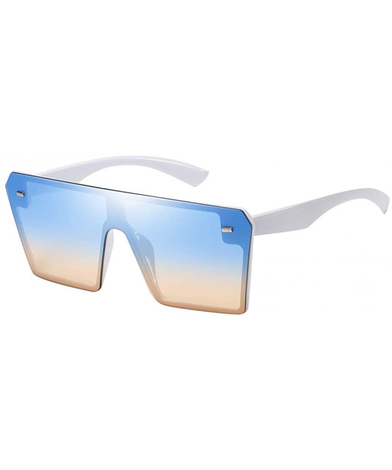 Oval Oversized Square Sunglasses for Women Men Fashion Flat Top Frame UV Protection - A - CH1908NKAZ0 $7.75