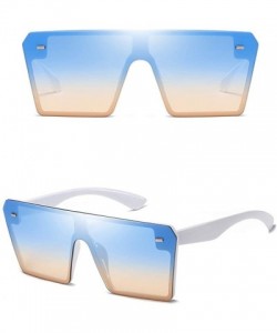 Oval Oversized Square Sunglasses for Women Men Fashion Flat Top Frame UV Protection - A - CH1908NKAZ0 $7.75