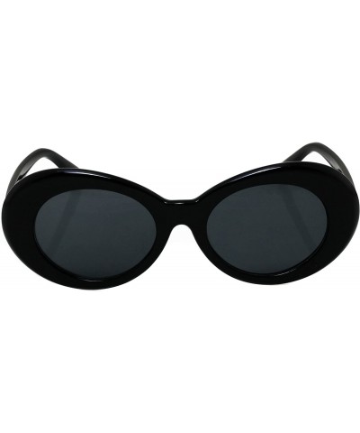 Oval Black Vintage Bold Retro Oval Mod Thick Frame Sunglasses Clout Goggles with Round Lens 51mm - Black - CJ186I5WE65 $11.59