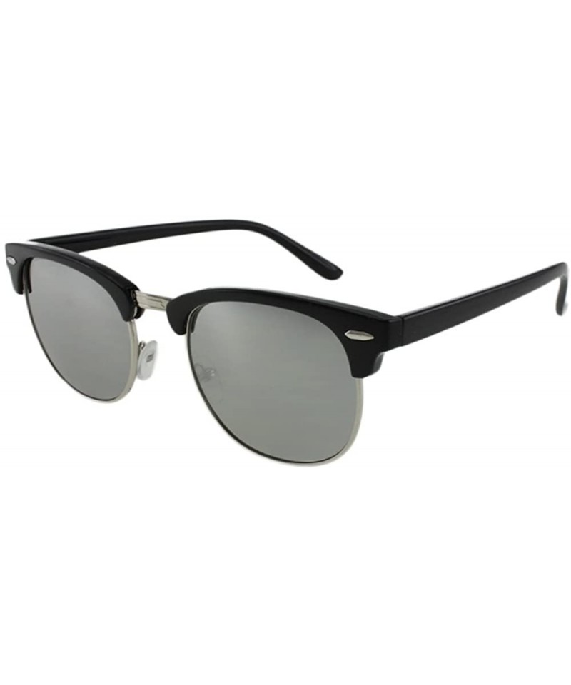 Rimless Parker - Retro Semi-rimless Sunglasses with Microfiber Pouch - Black / Silver Mirror - C8187UCXHIN $11.69