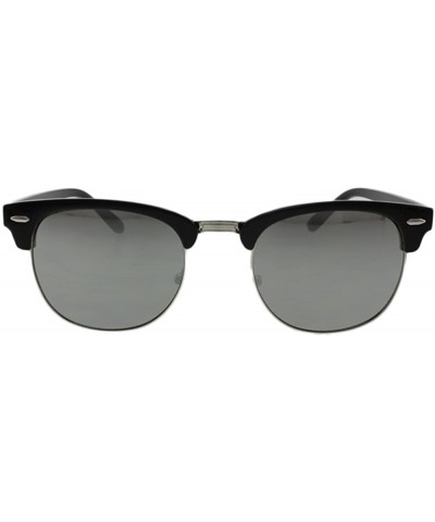 Rimless Parker - Retro Semi-rimless Sunglasses with Microfiber Pouch - Black / Silver Mirror - C8187UCXHIN $11.69