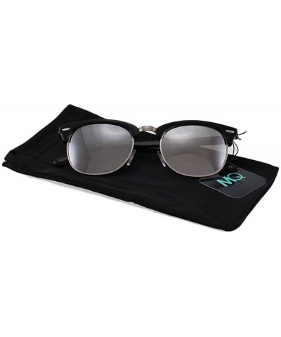 Rimless Parker - Retro Semi-rimless Sunglasses with Microfiber Pouch - Black / Silver Mirror - C8187UCXHIN $11.69