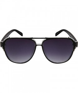 Aviator Fashion Aviator Brow Bar Plastic Sunglasses w/Mirrored Lens 541086TT-REV - Black+clear Frame/Grey Gradient Lens - CX1...