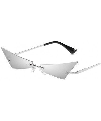 Rectangular Women Men Chic Sunglasses Futuristic Rimless Mirror Sun Glasses Narrow Cateye Sunglass Shade - 5 - CG18Y39GW0G $1...