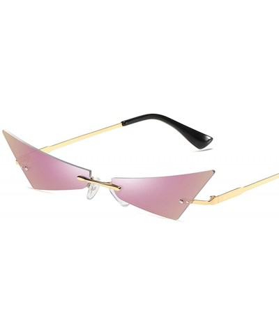 Rectangular Women Men Chic Sunglasses Futuristic Rimless Mirror Sun Glasses Narrow Cateye Sunglass Shade - 5 - CG18Y39GW0G $1...