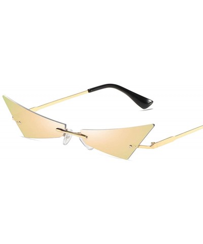 Rectangular Women Men Chic Sunglasses Futuristic Rimless Mirror Sun Glasses Narrow Cateye Sunglass Shade - 5 - CG18Y39GW0G $1...