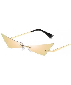 Rectangular Women Men Chic Sunglasses Futuristic Rimless Mirror Sun Glasses Narrow Cateye Sunglass Shade - 5 - CG18Y39GW0G $1...