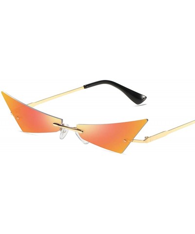 Rectangular Women Men Chic Sunglasses Futuristic Rimless Mirror Sun Glasses Narrow Cateye Sunglass Shade - 5 - CG18Y39GW0G $1...