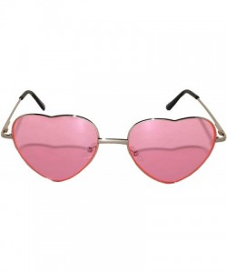 Aviator Stylish Heart Shaped Metal Frame Aviator Colored Lens Sunglasses - Silver_frame_pink_lens - CS12N24HQUN $12.38