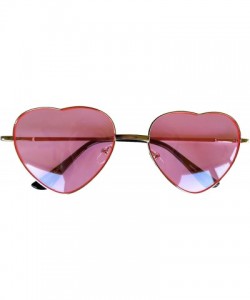 Aviator Stylish Heart Shaped Metal Frame Aviator Colored Lens Sunglasses - Silver_frame_pink_lens - CS12N24HQUN $12.38