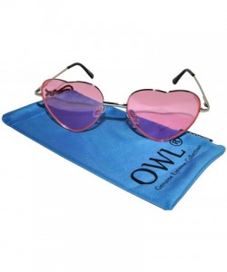 Aviator Stylish Heart Shaped Metal Frame Aviator Colored Lens Sunglasses - Silver_frame_pink_lens - CS12N24HQUN $12.38