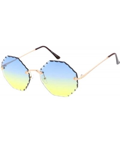 Round Candy Lens 80s Fashion Octo Frame Aviator Sunglasses - Yellow - C618UTAEHGM $10.32