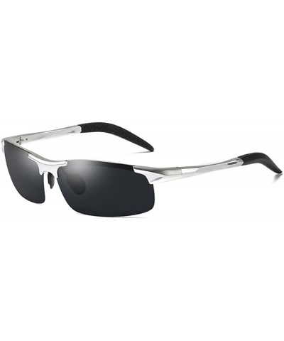 Rimless ETAI Men's Driving Polarized Sports Sunglasses Series UV400 Al-Mg Alloy For Men 8177 - Sliver - CG18GTQS4R9 $43.28