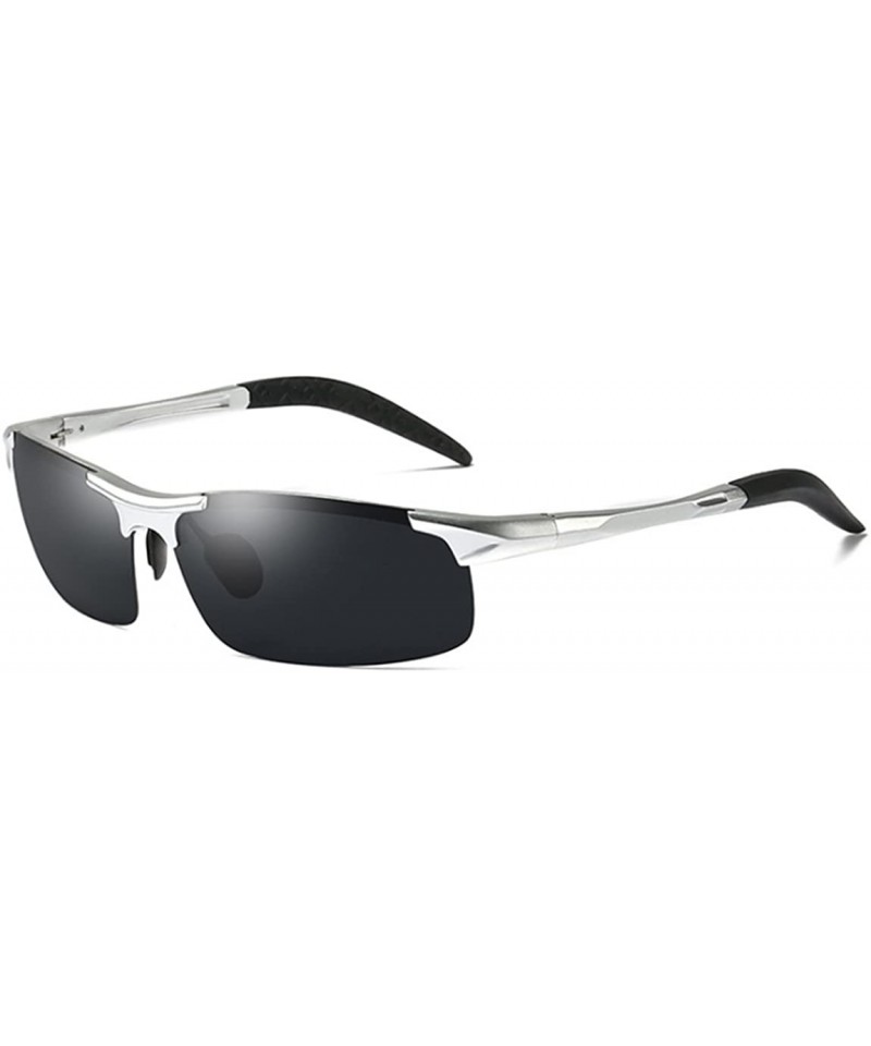 Rimless ETAI Men's Driving Polarized Sports Sunglasses Series UV400 Al-Mg Alloy For Men 8177 - Sliver - CG18GTQS4R9 $24.44