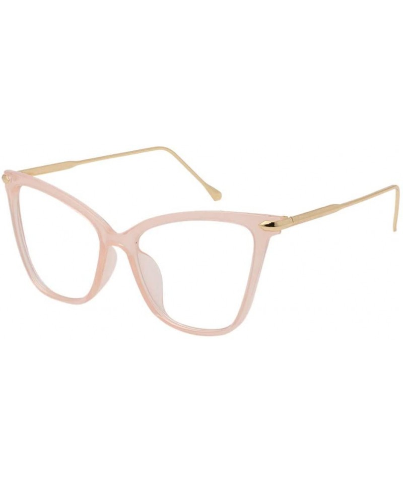 Aviator Lightweight Cat Eye Glasses for Women - Design Leopard Eyeglasses Big Frame Non Prescription Eyewear - Pink - CC19648...