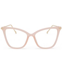 Aviator Lightweight Cat Eye Glasses for Women - Design Leopard Eyeglasses Big Frame Non Prescription Eyewear - Pink - CC19648...