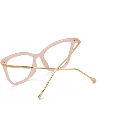 Aviator Lightweight Cat Eye Glasses for Women - Design Leopard Eyeglasses Big Frame Non Prescription Eyewear - Pink - CC19648...