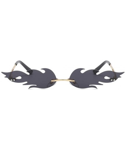 Rimless Women Vintage Sunglasses Fire Mirror Metal Rimless Sun Glasses for Men Narrow Eyewear - Gold With Black - CT18WX96WOA...
