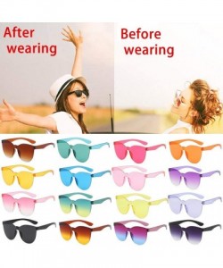 Square Square Sunglasses Women Fashion Rimless Frame Glasses Transparent Eyewear Transparent Candy Color Eyewear - C - CE1907...