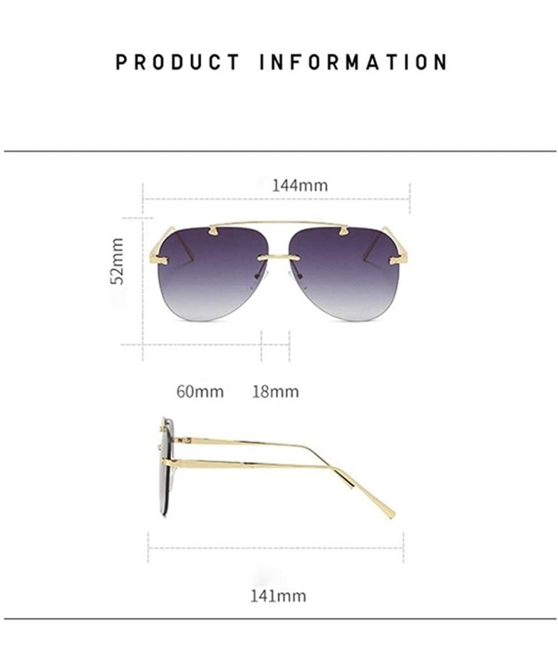 Pilot Sunglasses for Women Rimless Big Lend Gradient Shade UV ...