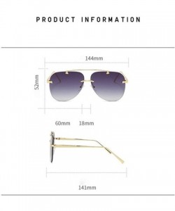 Oversized Pilot Sunglasses for Women Rimless Big Lend Gradient Shade UV Protection - C2 - CN190OIH4TR $10.79