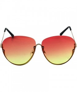 Oversized Semi Rimless Oceanic Lens Metal Frame Mens Womens Aviator Sunglasses - Pink/Yellow - CI11HW4V9VN $13.06