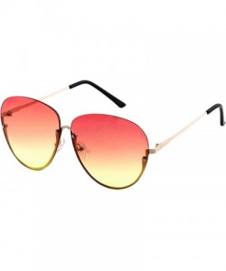 Oversized Semi Rimless Oceanic Lens Metal Frame Mens Womens Aviator Sunglasses - Pink/Yellow - CI11HW4V9VN $13.06