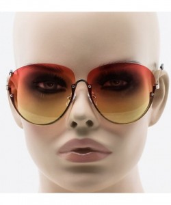 Oversized Semi Rimless Oceanic Lens Metal Frame Mens Womens Aviator Sunglasses - Pink/Yellow - CI11HW4V9VN $13.06